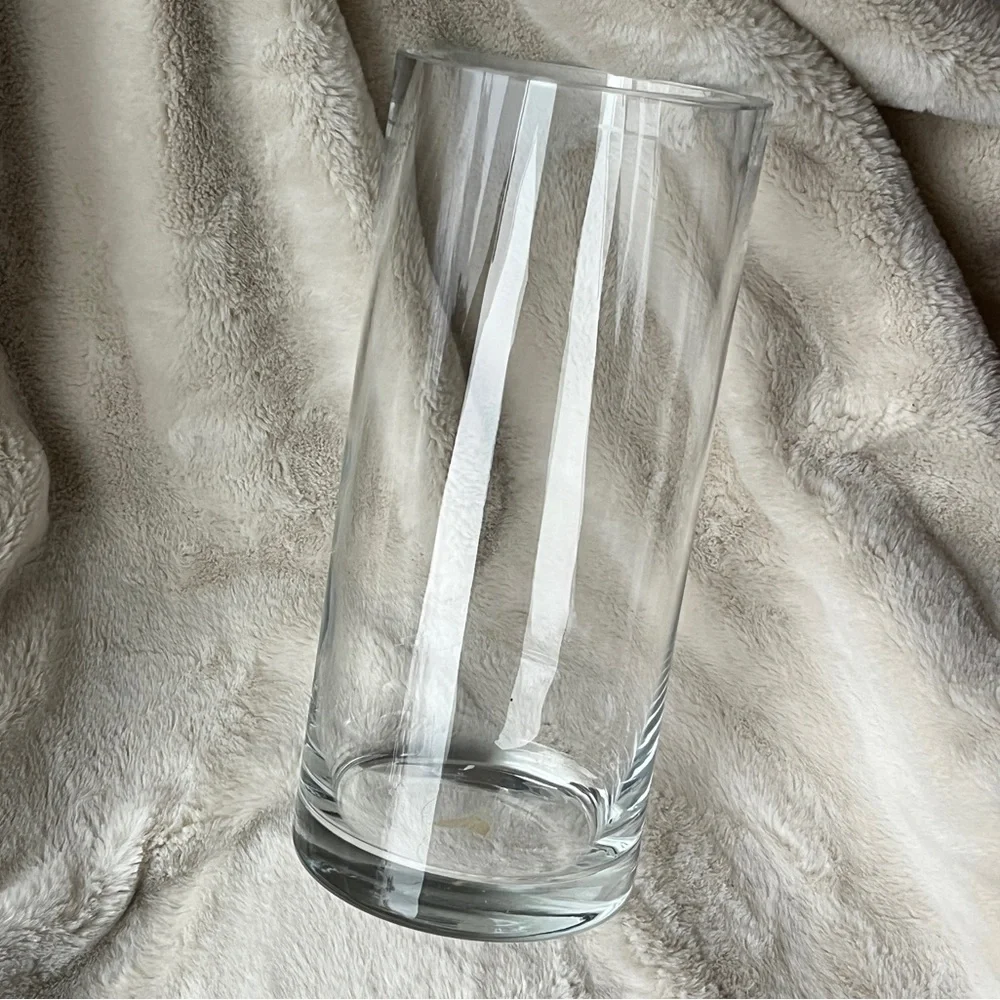 Restoration Hardware Cylinder Glass Vase Thick Modern Minimalist Clean V Day NWT